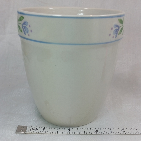 Tienshan Stoneware Laurel Hearts MUG Off white Flower Pot Shape 16 oz Cup - Picture 5 of 12